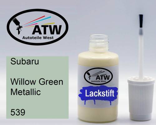 Subaru, Willow Green Metallic, 539: 20ml Lackstift, von ATW Autoteile West.